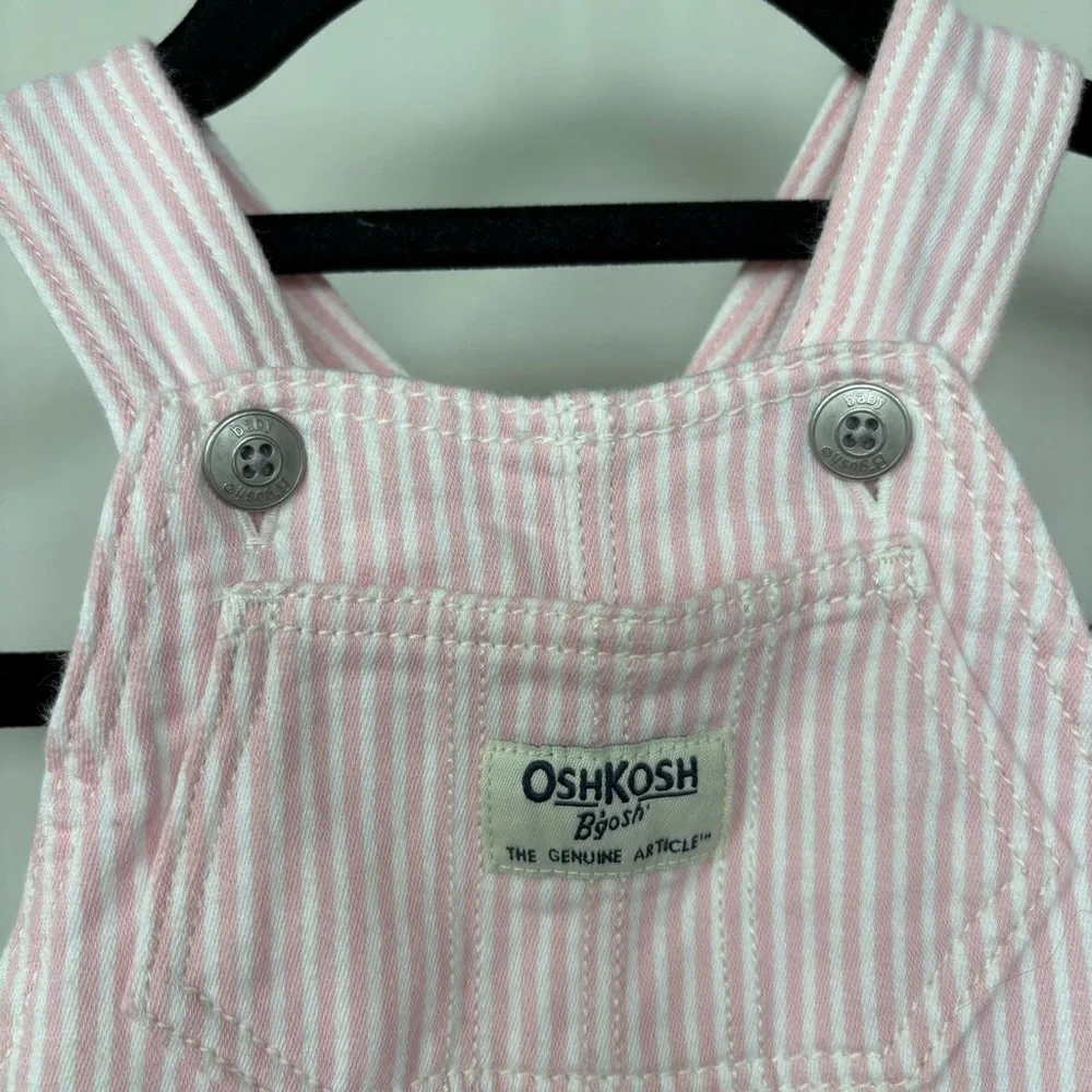 Oshkosh Bgosh‎ Pink Striped Overalls Size 6 month